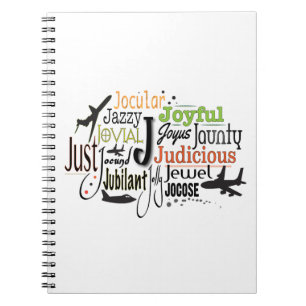 Adjectief Word Cloud beginnend met letter J Notitieboek