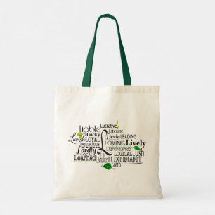 Adjectief Word Cloud beginnend met letter L Tote Bag