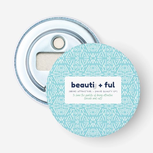 Adjectieve uitsplitsing - Prachtig Button Flesopener (Voorkant)