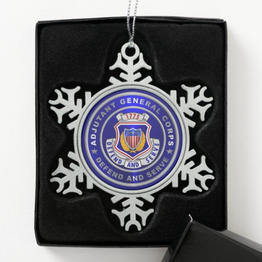Adjudant-generaal Korps AG Kerstmis Tin Sneeuwvlok Ornament (Kistje)