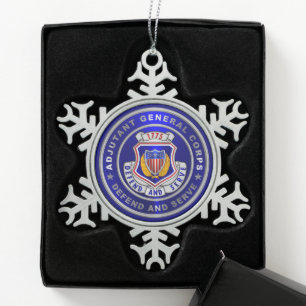 Adjudant General Corps AG Kerst Tin Sneeuwvlok Ornament
