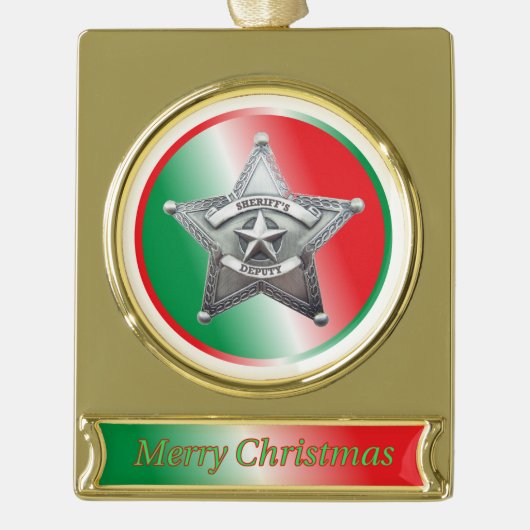 Adjunct-sheriff Badge kerstversiering Verguld Banner Ornament (Voorkant)