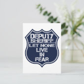 Adjunct-sheriff laat niemand leven in de angstmaan briefkaart (Staand voorkant)