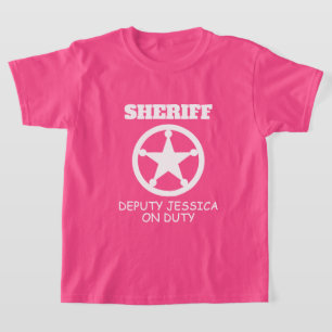 Adjunct-sheriff sterrenbadge roze meisje t-shirt