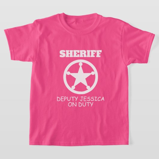 Adjunct-sheriff sterrenbadge roze meisje t-shirt (Laagn)