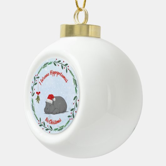 Adjustable "Wanna Hippopotamus For Christmas"  Keramische Bal Ornament (Rechts)