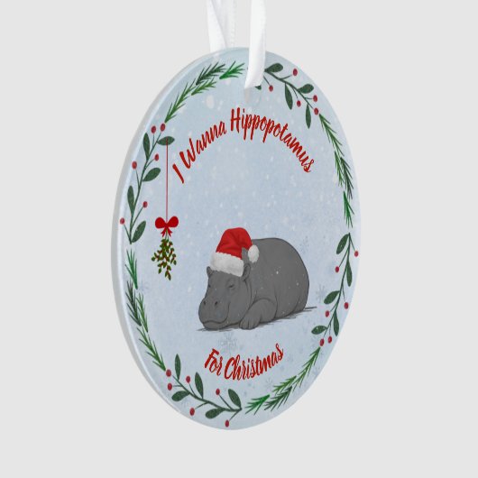 Adjustable "Wanna Hippopotamus For Christmas" Ornament (voorkant)