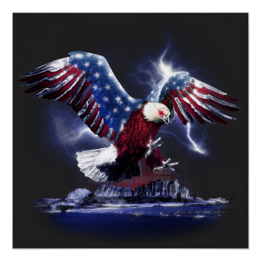 Adler mit Flügeln der amerikanischen Flagge Perfect Poster (Voorkant)