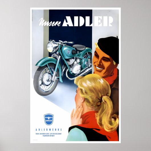 Adler Motorcycles Poster Motorfiets Kunst Biker Pr (Voorkant)
