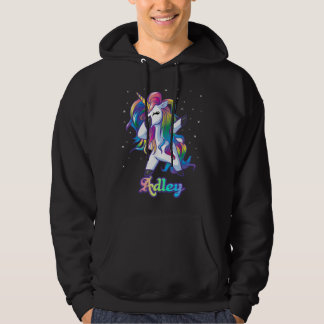 ADLEY-naam Aangepaste aangepaste regenboog Unicorn Hoodie