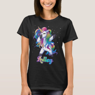 ADLEY-naam Aangepaste aangepaste regenboog Unicorn T-shirt