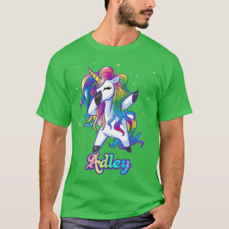 ADLEY-naam Aangepaste aangepaste regenboog Unicorn T-shirt