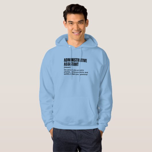 Admin Assistent – De Echte Baas Hoodie (Voorkant volledig)