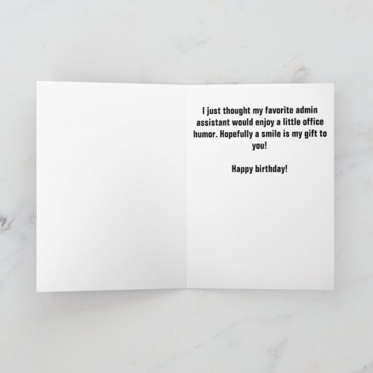 Admin Assistent Grappige Verjaardag Kaart (Binnen)