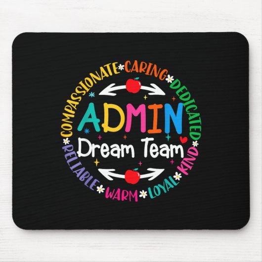 Admin droomteam terug naar school front office muismat (Voorkant)