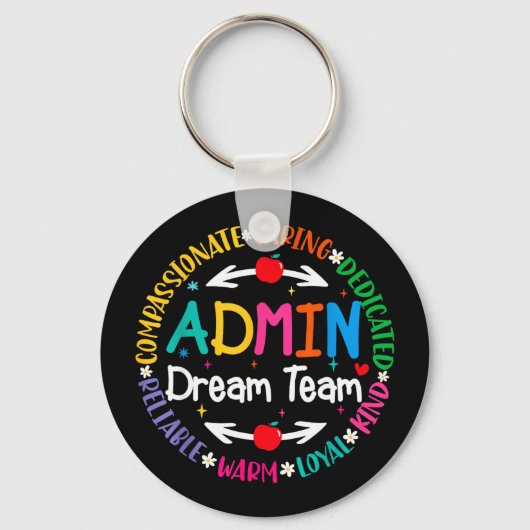Admin droomteam terug naar school front office sleutelhanger (Voorkant)