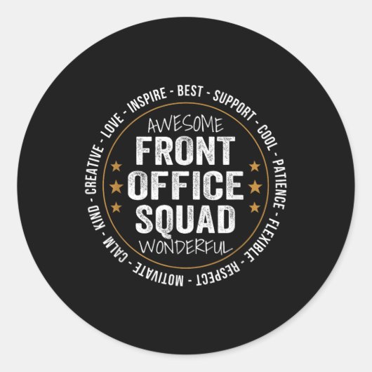 Admin Istant Funny Front Kantoor Squad Schoolperso Ronde Sticker (Voorkant)