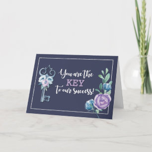 Admin Pro Day Key to Success Navy with Flowers Kaart