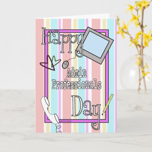 Admin Professionals Dag met Stripes en Telefoon Kaart (Gele Bloem)