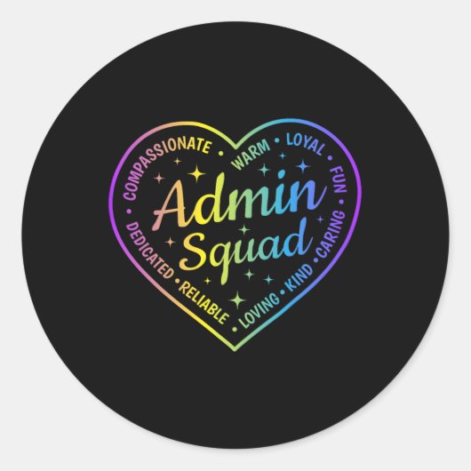 Admin Squad Definitie Admin Istant Crew Terug naar Ronde Sticker (Voorkant)