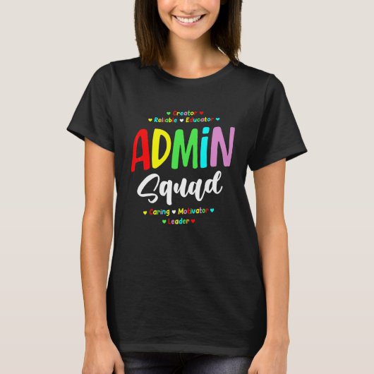 Admin Squad School Admin Assistent Hoofd Admin T-shirt (Voorkant)