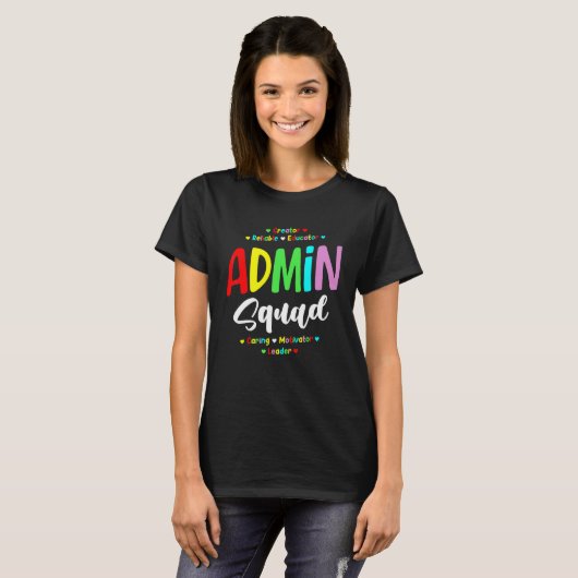 Admin Squad School Admin Assistent Hoofd Admin T-shirt (Voorkant volledig)