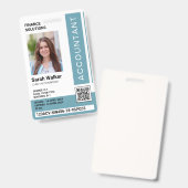 Administratie ID met foto kantoormedewerker blauw Badge (Voor- en achterkant)