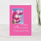 Administratief Assistent Dag Kaart — Roze Tulpen (Voorkant)