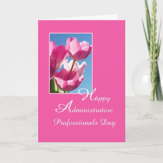 Administratief Assistent Dag Kaart — Roze Tulpen (Voorkant)