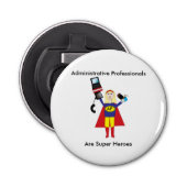 Administratief Professioneel Super Hero (blond) Button Flesopener (Voorkant)
