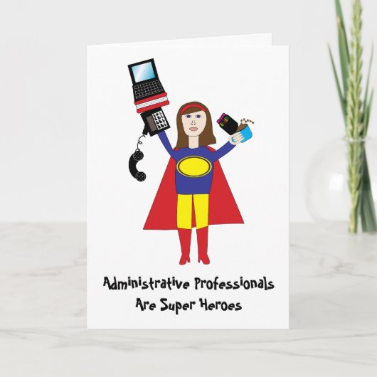 Administratief Professioneel Super Hero (Brunette) Kaart (Voorkant)