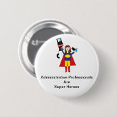 Administratief Professioneel Super Hero (Brunette) Ronde Button 5,7 Cm (Voorkant /achterkant)