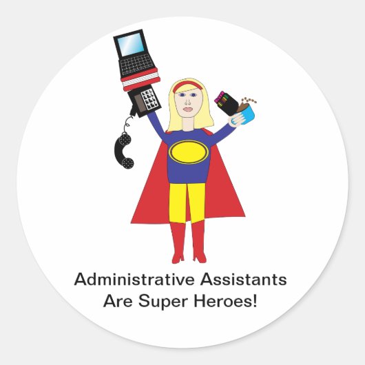 Administratief Professioneel Super Hero Personalis Ronde Sticker (Voorkant)