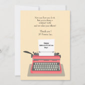 Administratieve dag voor schrijfmachine bedankkaart (Voorkant)