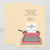 Administratieve dag voor schrijfmachine bedankkaart (Voorkant / Achterkant)