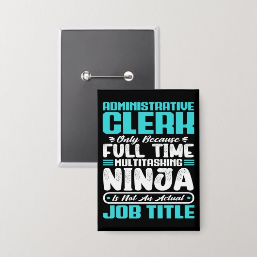 Administratieve klerk Functie Titel Beroep Vaardig Button (Voorkant / Achterkant)