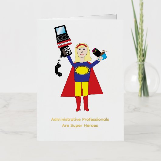 Administratieve professional Super Hero Blond Funn Folie Wenskaart (Voorkant)