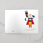 Administratieve professional Super Hero Blond Funn Folie Wenskaart (Buiten Laag)