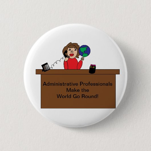 Administratieve Professional World Cute Personalis Ronde Button 5,7 Cm (Voorkant)