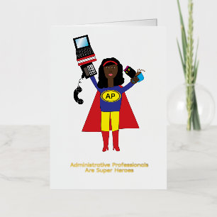 Administratieve Professional Zwarte Superheld Folie Wenskaart