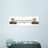 Administratieve professionals houden dingen Spinne Spandoek (Beurs)