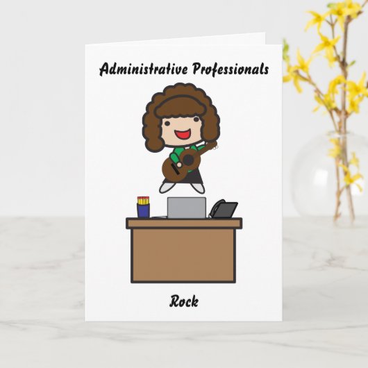 Administratieve professionals Rock Brunette Funny Kaart (Gele Bloem)