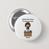 Administratieve professionals Rock (Brunette) Ronde Button 5,7 Cm (Voorkant /achterkant)