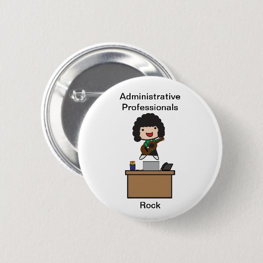 Administratieve professionals rock (donker haar) ronde button 5,7 cm (Voorkant /achterkant)