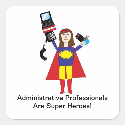 Administratieve Professionals Super Hero Sticker (Voorkant)