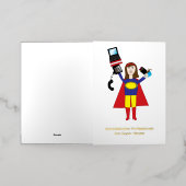 Administratieve professionals Super Heroes Brunett Folie Wenskaart (Buiten Laag)