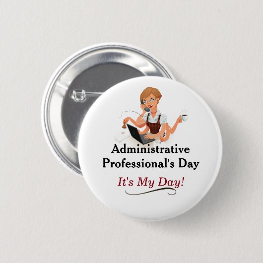 Administratieve Professionele Dag Pin! Ronde Button 5,7 Cm (Voorkant /achterkant)