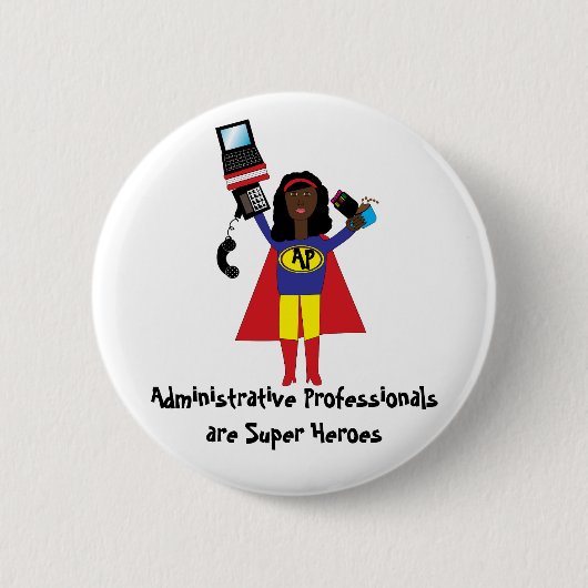 Administratieve Professionele Super Hero (Afrikaan Ronde Button 5,7 Cm (Voorkant)