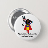 Administratieve Professionele Super Hero (Afrikaan Ronde Button 5,7 Cm (Voorkant /achterkant)