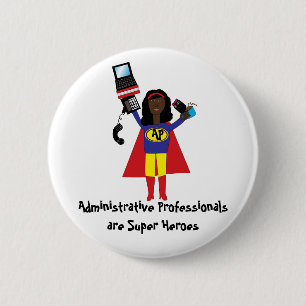 Administratieve Professionele Super Hero (Afrikaan Ronde Button 5,7 Cm